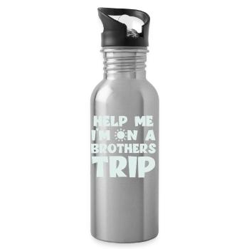 Siblings, I'm on a brothers' journey - Water bottle with straw - silver - Right