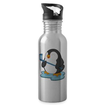 Pinguin Eishockey Eishockeyschläger - Trinkflasche mit integriertem Trinkhalm - Lightsilver - Rechts