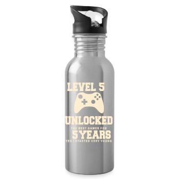 Level 5 Vintage Anniversaire Vintage Rétro - Gourde avec paille intégrée - argent clair - Droite