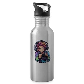 Gamer Anime Look - Gourde avec paille intégrée - argent clair - Droite
