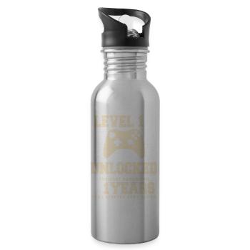 Level 1 Vintage Retro Vintage Jubiläum - Trinkflasche mit integriertem Trinkhalm - Lightsilver - Rechts