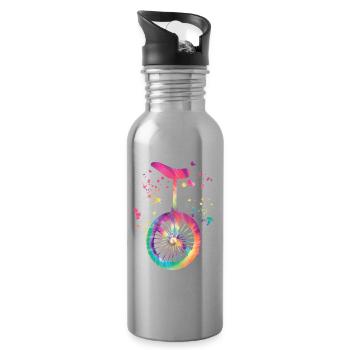 Unicyclist unicycle unicycle - Water bottle with straw - silver - Right
