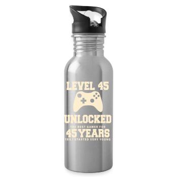Level 45 Vintage Anniversaire Vintage Rétro - Gourde avec paille intégrée - argent clair - Droite