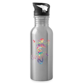 Unicyclist unicycle unicycle - Water bottle with straw - silver - Right