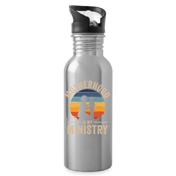 Mom Life Mom Motherhood Is My Ministry - Water bottle with straw - silver - Right
