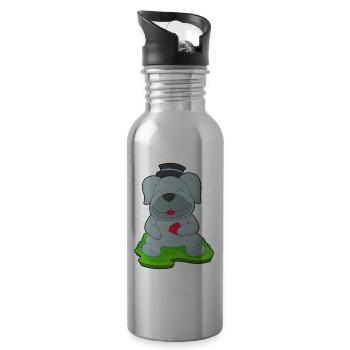 Hund Poker Pokerkarten - Trinkflasche mit integriertem Trinkhalm - Lightsilver - Rechts