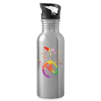 Einradfahrer Einradfahren Einrad - Trinkflasche mit integriertem Trinkhalm - Lightsilver - Rechts