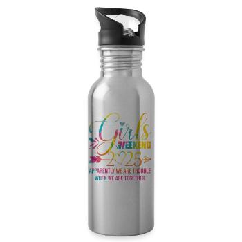 We Are Trouble Girls Trip 2025 - Trinkflasche mit integriertem Trinkhalm - Lightsilver - Rechts