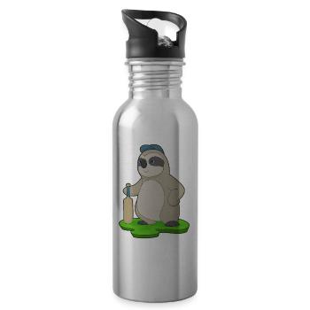 Sloth Cricket Cricket Bat - Water bottle with straw - silver - Right