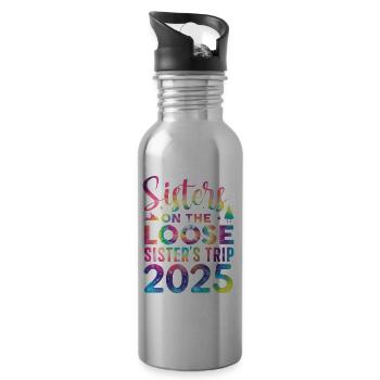 Sisters on the Run Sisters' Trip 2025 - Water bottle with straw - silver - Right