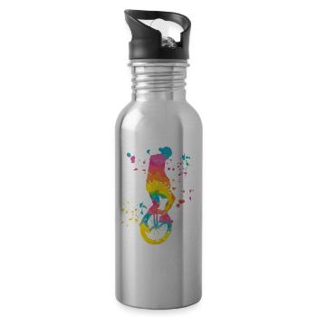 Einradfahrer Einradfahren Einrad - Trinkflasche mit integriertem Trinkhalm - Lightsilver - Rechts