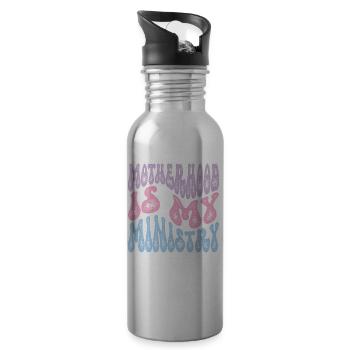 Mom Life Mom Motherhood Is My Ministry - Water bottle with straw - silver - Right