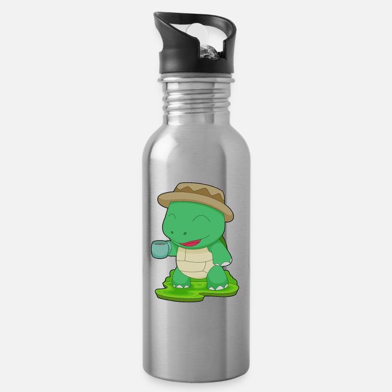Schildkröte Kaffee Tasse - Trinkflasche mit integriertem Trinkhalm - Lightsilver