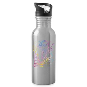 Boxen Kämpfer Kinder Boxen Match Boxer - Trinkflasche mit integriertem Trinkhalm - Lightsilver - Rechts