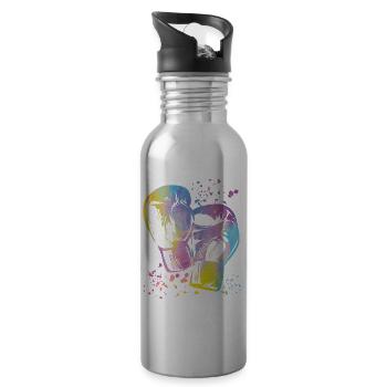 Boxen Kämpfer Kinder Boxen Match Boxer - Trinkflasche mit integriertem Trinkhalm - Lightsilver - Rechts