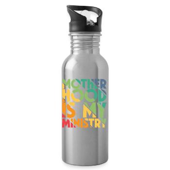 Mom Life Mom Motherhood Is My Ministry - Water bottle with straw - silver - Right