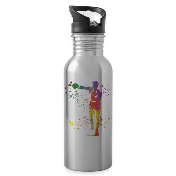 Boxen Kämpfer Kinder Boxen Match Boxer - Trinkflasche mit integriertem Trinkhalm - Lightsilver - Rechts