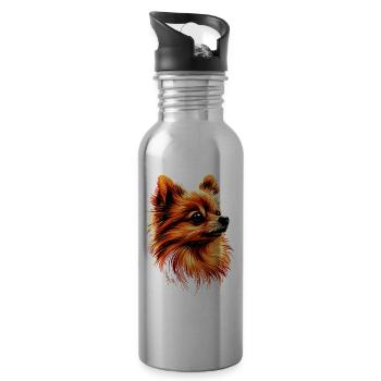 Zwergspitz Pommeraner Pom Süßer Deutscher Spitz - Trinkflasche mit integriertem Trinkhalm - Lightsilver - Rechts