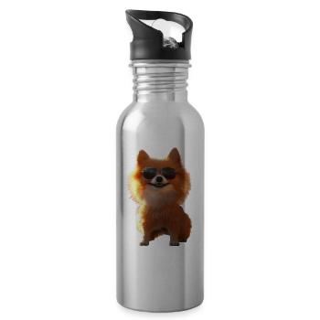 Zwergspitz Pommeraner Pom Süßer Deutscher Spitz - Trinkflasche mit integriertem Trinkhalm - Lightsilver - Rechts