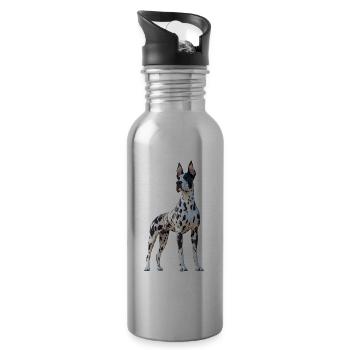 Great Dane Hatz Male Saupacker Great Dane - Water bottle with straw - silver - Right