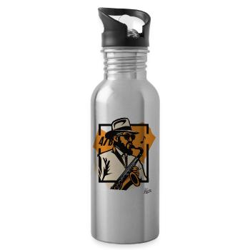 Jazz guru: master of the saxophone - Water bottle with straw - silver - Right