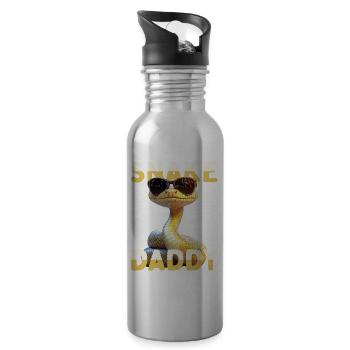 Snake Daddy Dad Snake Father's Day Snakes Dad - Water bottle with straw - silver - Right