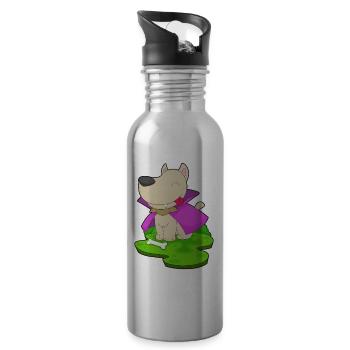 Dog Halloween Vampire - Water bottle with straw - silver - Right