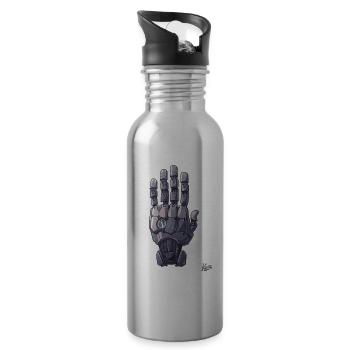 Roboter- oder Cyborg-Hand - Trinkflasche mit integriertem Trinkhalm - Lightsilver - Rechts