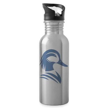 Minimalistische Ente Silhouette Porträt - Trinkflasche mit integriertem Trinkhalm - Lightsilver - Rechts
