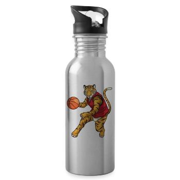 Tiger Basketballspieler Basketball - Trinkflasche mit integriertem Trinkhalm - Lightsilver - Rechts