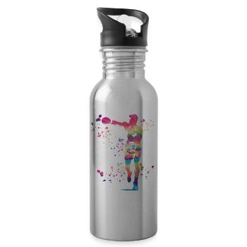 Boxing Fighter Kids Boxing Match Boxer - Water bottle with straw - silver - Right