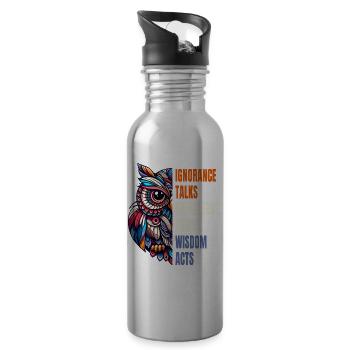 Abstrakte Eule Philosophie Weisheit Wissen Spruch - Trinkflasche mit integriertem Trinkhalm - Lightsilver - Rechts
