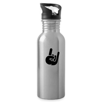 Heavy Metal Hard Rock Graffiti Horns Hand Gesture - Water bottle with straw - silver - Right