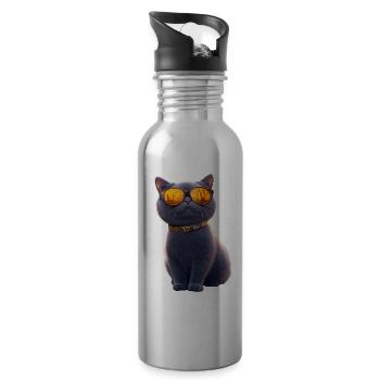British Shorthair Chat BKH Chat Maman Chats Mignons - Gourde avec paille intégrée - argent clair - Droite
