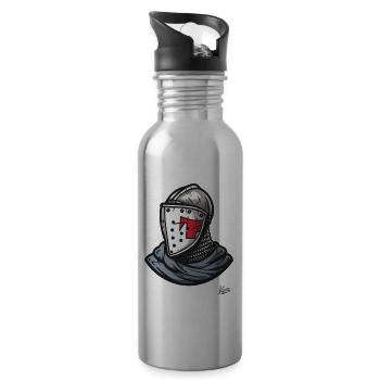 Casque médiéval chevaliers bretons - Gourde avec paille intégrée - argent clair - Droite