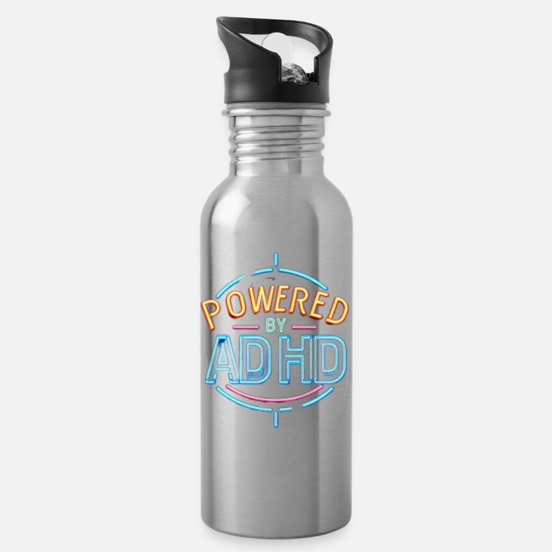 ADHS - Trinkflasche mit integriertem Trinkhalm - Lightsilver