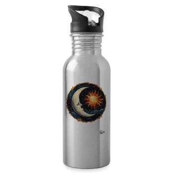 Der schlafende Mond, die Sonne und die Sterne - Trinkflasche mit integriertem Trinkhalm - Lightsilver - Rechts