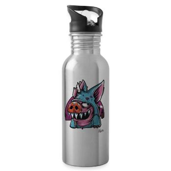 Lustiger Quasi-Modo: Das Cartoon-Schwein von Notre - Trinkflasche mit integriertem Trinkhalm - Lightsilver - Rechts