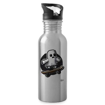 Lustiger Skateboard-Geist - Trinkflasche mit integriertem Trinkhalm - Lightsilver - Rechts
