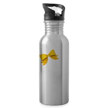 Buchstabe p gelbe Schleife - Trinkflasche mit integriertem Trinkhalm - Lightsilver - Rechts