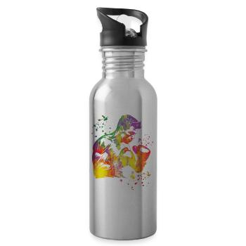 Boxen Kämpfer Kinder Boxen Match Boxer - Trinkflasche mit integriertem Trinkhalm - Lightsilver - Rechts