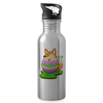 Fox Easter Easter Egg - Water bottle with straw - silver - Right