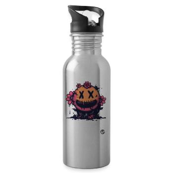 Drôle X-Eyes Horreur Fleur - Gourde avec paille intégrée - argent clair - Droite
