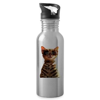 Bengal Cat Leopard Cat Leopardette Bengal Cats - Water bottle with straw - silver - Right