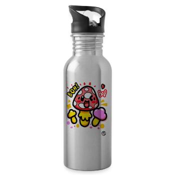 Lustige bunte Kawaii-Pilze - Trinkflasche mit integriertem Trinkhalm - Lightsilver - Rechts