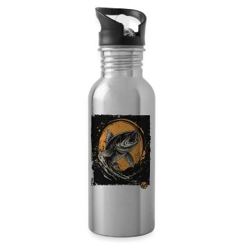 For anglers while fishing, a fish - Water bottle with straw - silver - Right