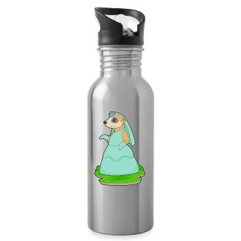 Erdmännchen Braut Schleier Hochzeit - Trinkflasche mit integriertem Trinkhalm - Lightsilver - Rechts