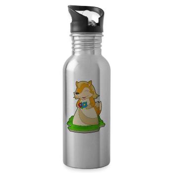 Fuchs Braut Blumen Hochzeit - Trinkflasche mit integriertem Trinkhalm - Lightsilver - Rechts
