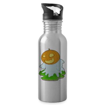 Citrouille fantôme d’Halloween - Gourde avec paille intégrée - argent clair - Droite