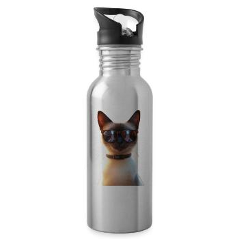 Siamkatze Siam Katze Siamese Cat Siamesen Katzen - Trinkflasche mit integriertem Trinkhalm - Lightsilver - Rechts